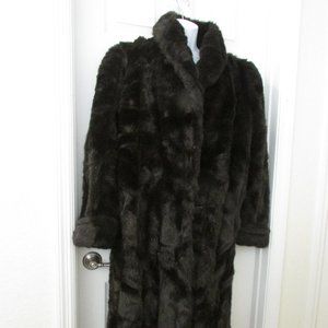 Vintage Monterey Fashions Faux Mink Fur Coat Womens LARGE USA Long Full Length